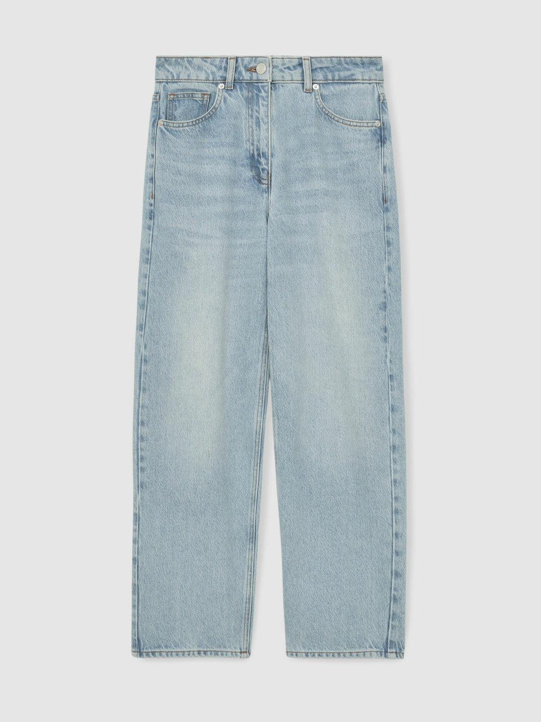 Reiss | Petite Mid-Rise Straight-Leg Jeans in Pale Blue