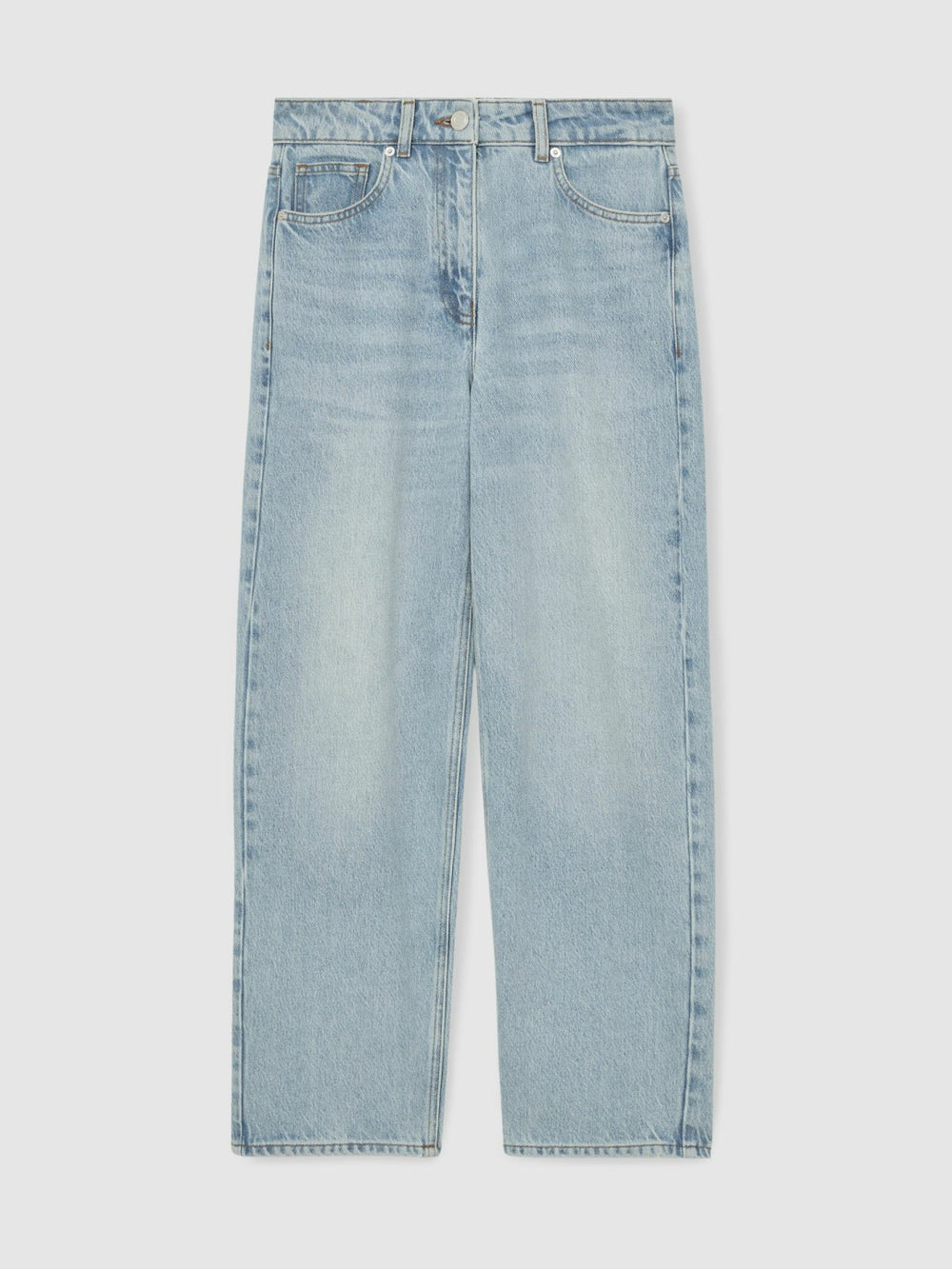 Reiss | Petite Mid-Rise Straight-Leg Jeans in Pale Blue