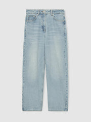 Reiss | Petite Mid-Rise Straight-Leg Jeans in Pale Blue