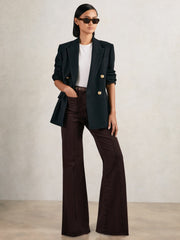Reiss | Petite Patch-Pocket Flared Jeans in Burgundy