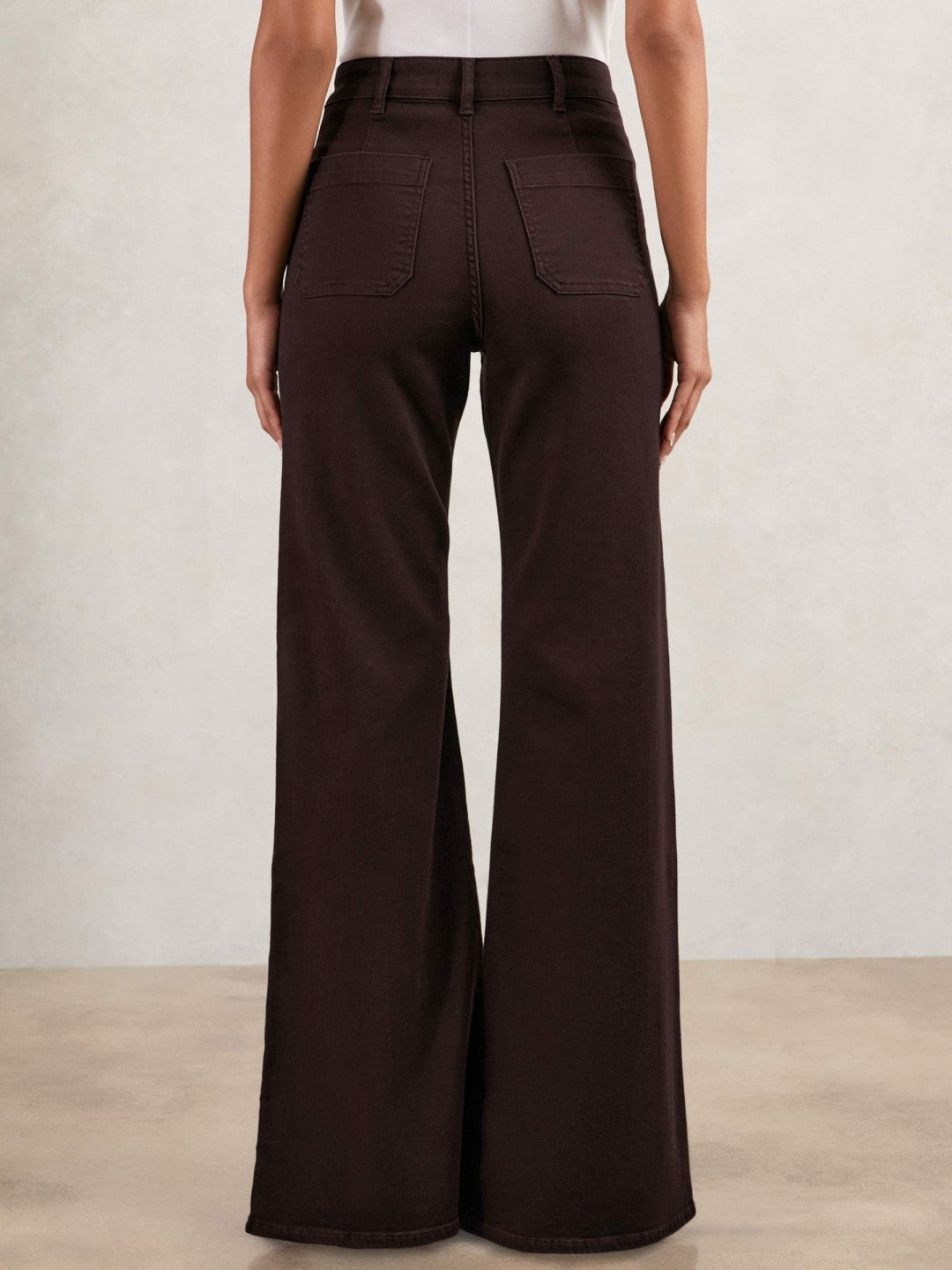 Reiss | Petite Patch-Pocket Flared Jeans in Burgundy