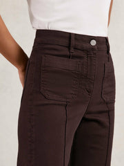 Reiss | Petite Patch-Pocket Flared Jeans in Burgundy