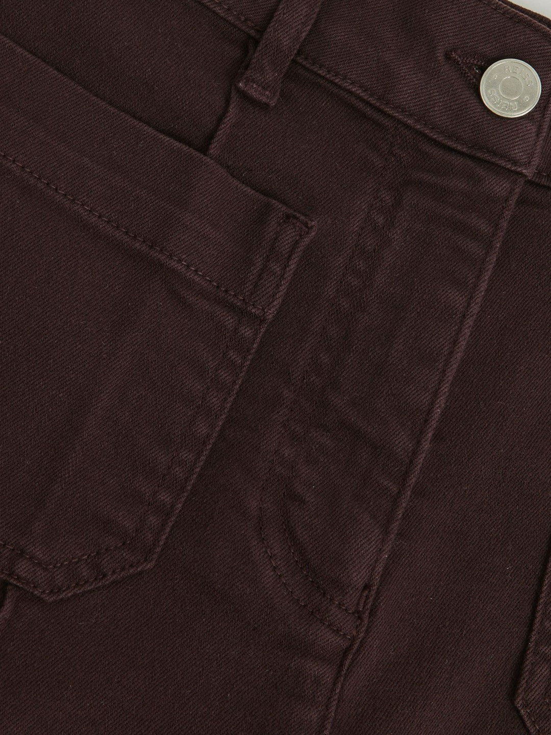 Reiss | Petite Patch-Pocket Flared Jeans in Burgundy