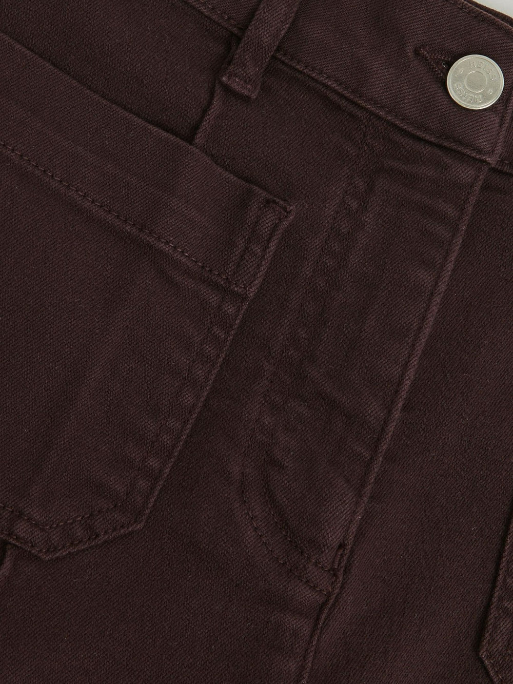 Reiss | Petite Patch-Pocket Flared Jeans in Burgundy