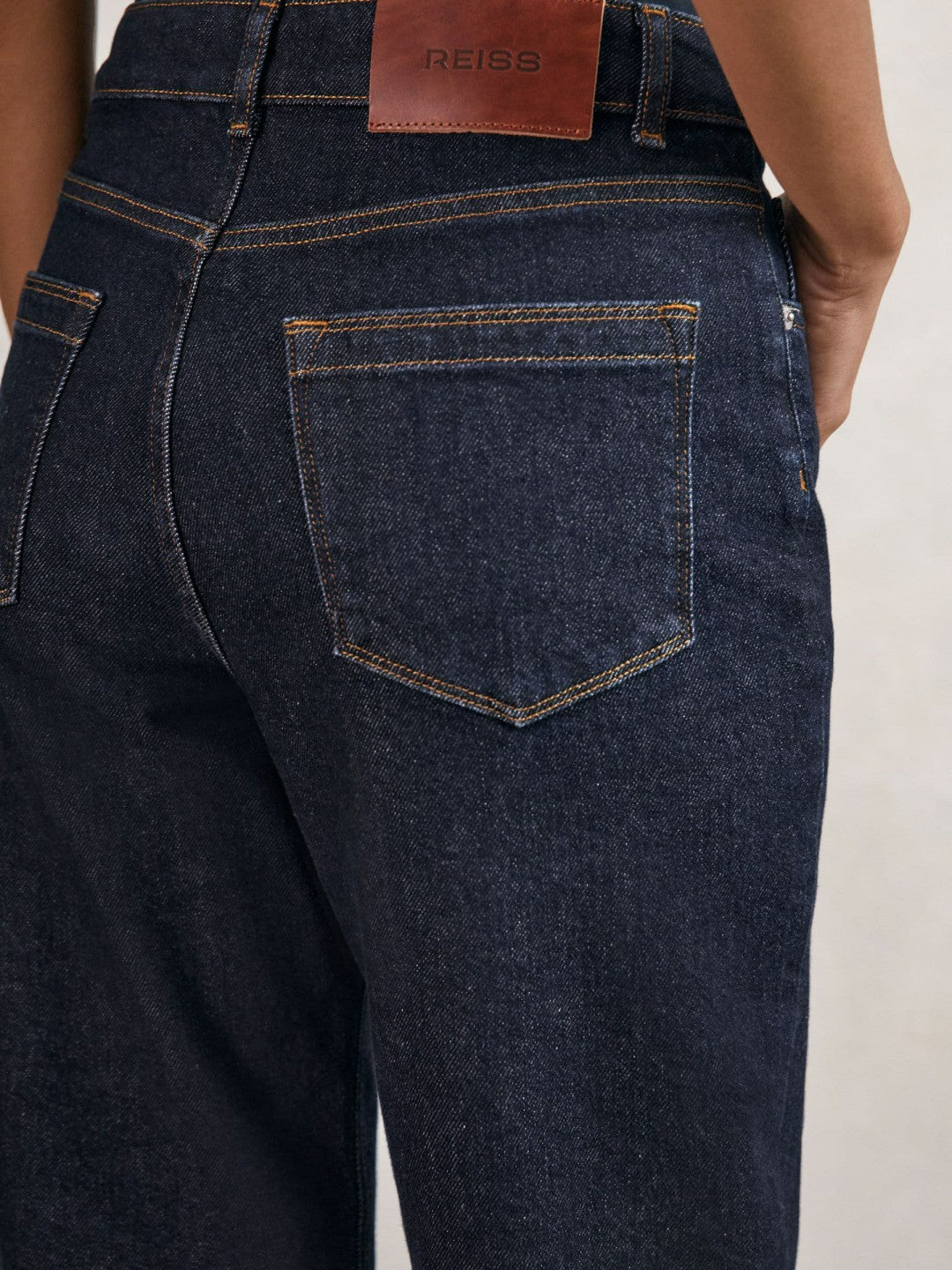 Reiss | Petite Mid-Rise Straight-Leg Jeans in Dark Blue