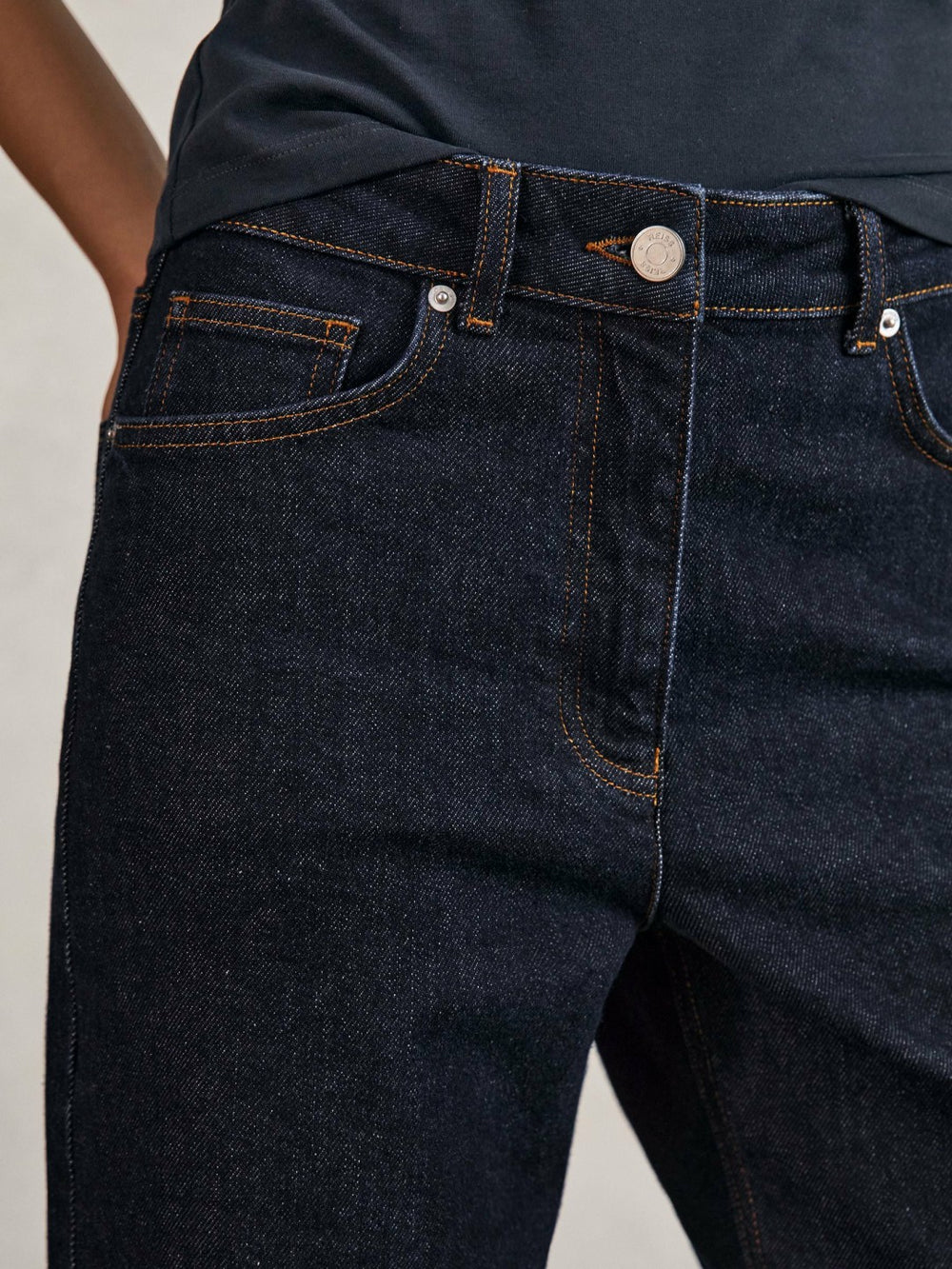 Reiss | Petite Mid-Rise Straight-Leg Jeans in Dark Blue