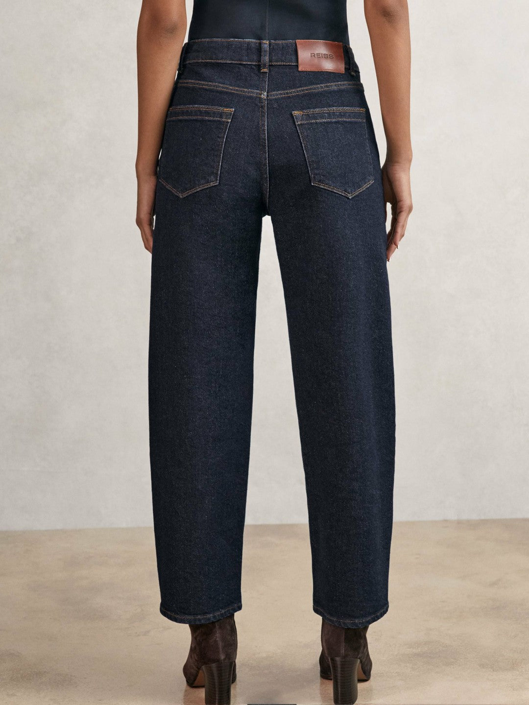 Reiss | Petite Mid-Rise Straight-Leg Jeans in Dark Blue