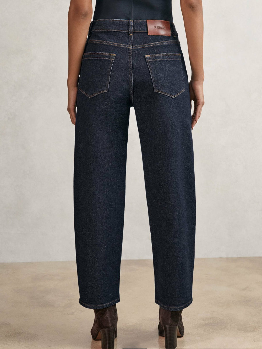 Reiss | Petite Mid-Rise Straight-Leg Jeans in Dark Blue