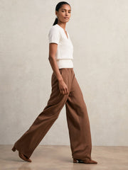 Reiss | Cotton-Wool Knit V-Neck Top in Ivory