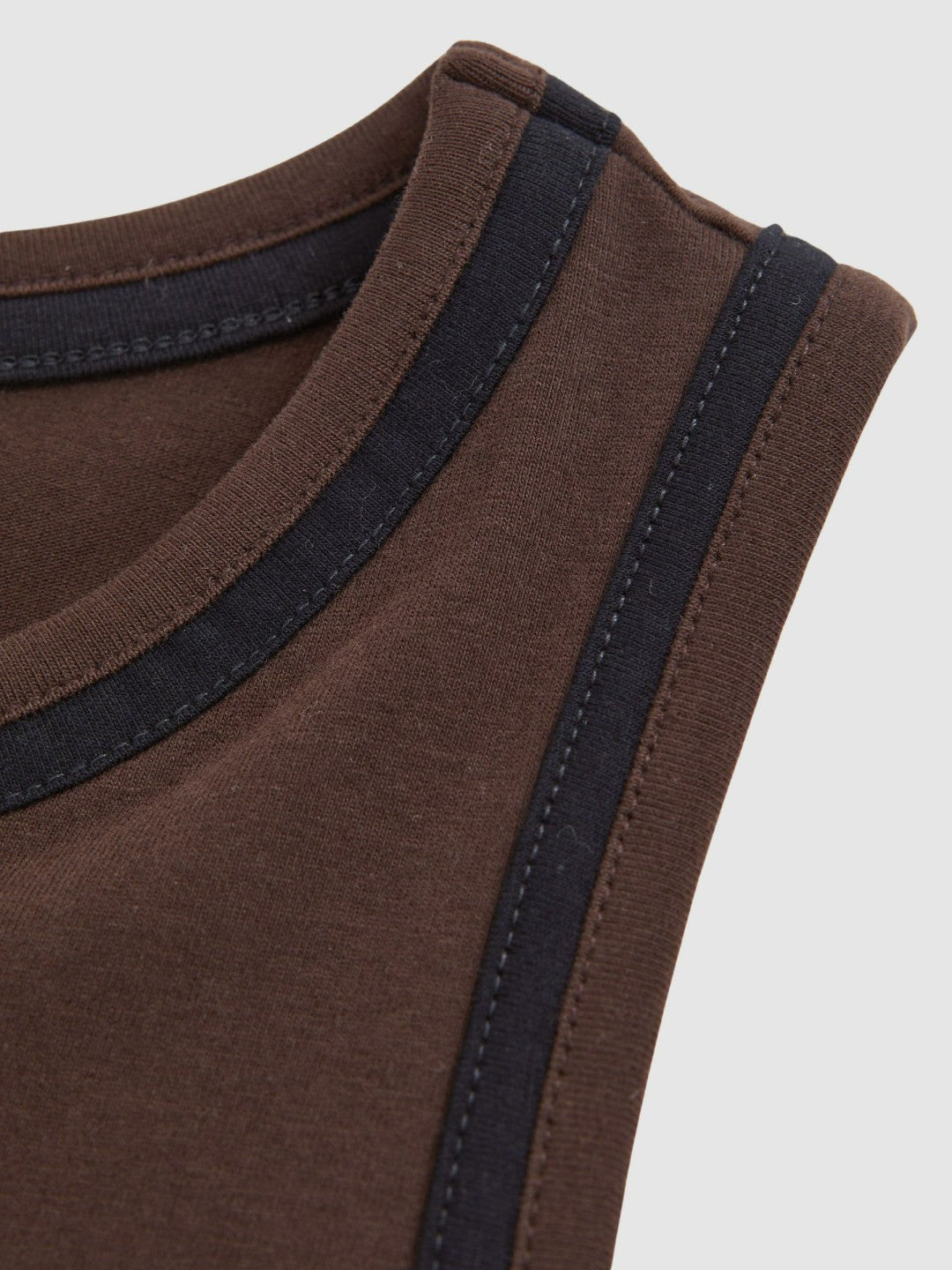 Reiss | Stretch-Cotton Jersey Tipped Vest in Chocolate Brown/Black