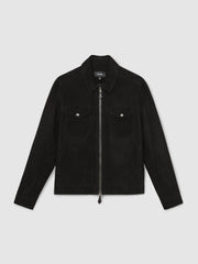 Reiss | Suede Zip Through Jacket in Black