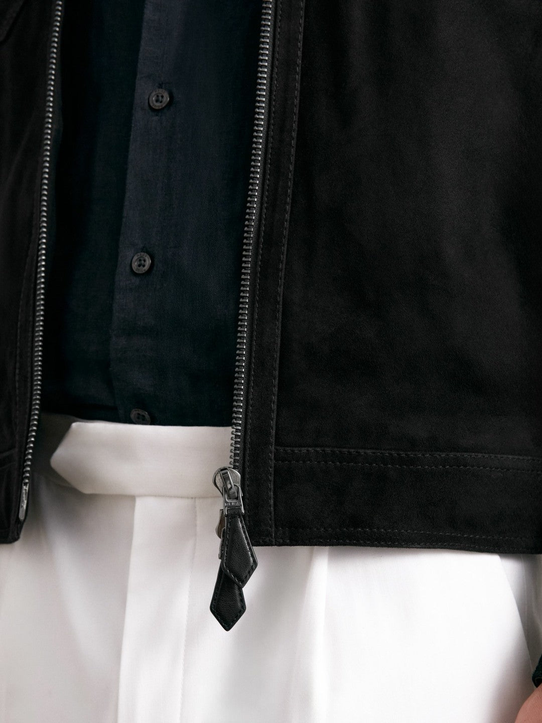 Reiss | Suede Zip Through Jacket in Black