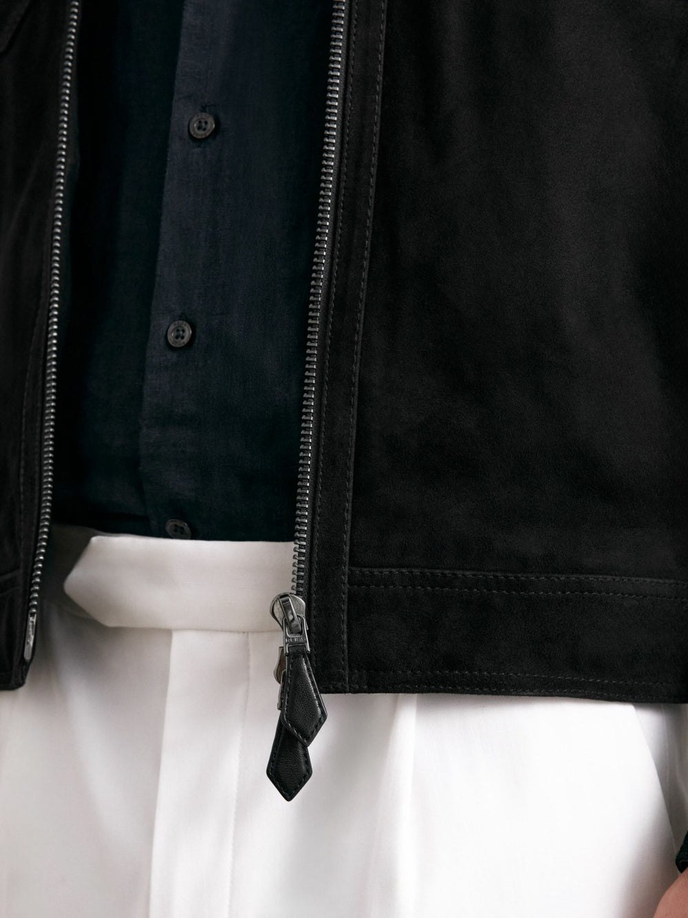 Reiss | Suede Zip Through Jacket in Black