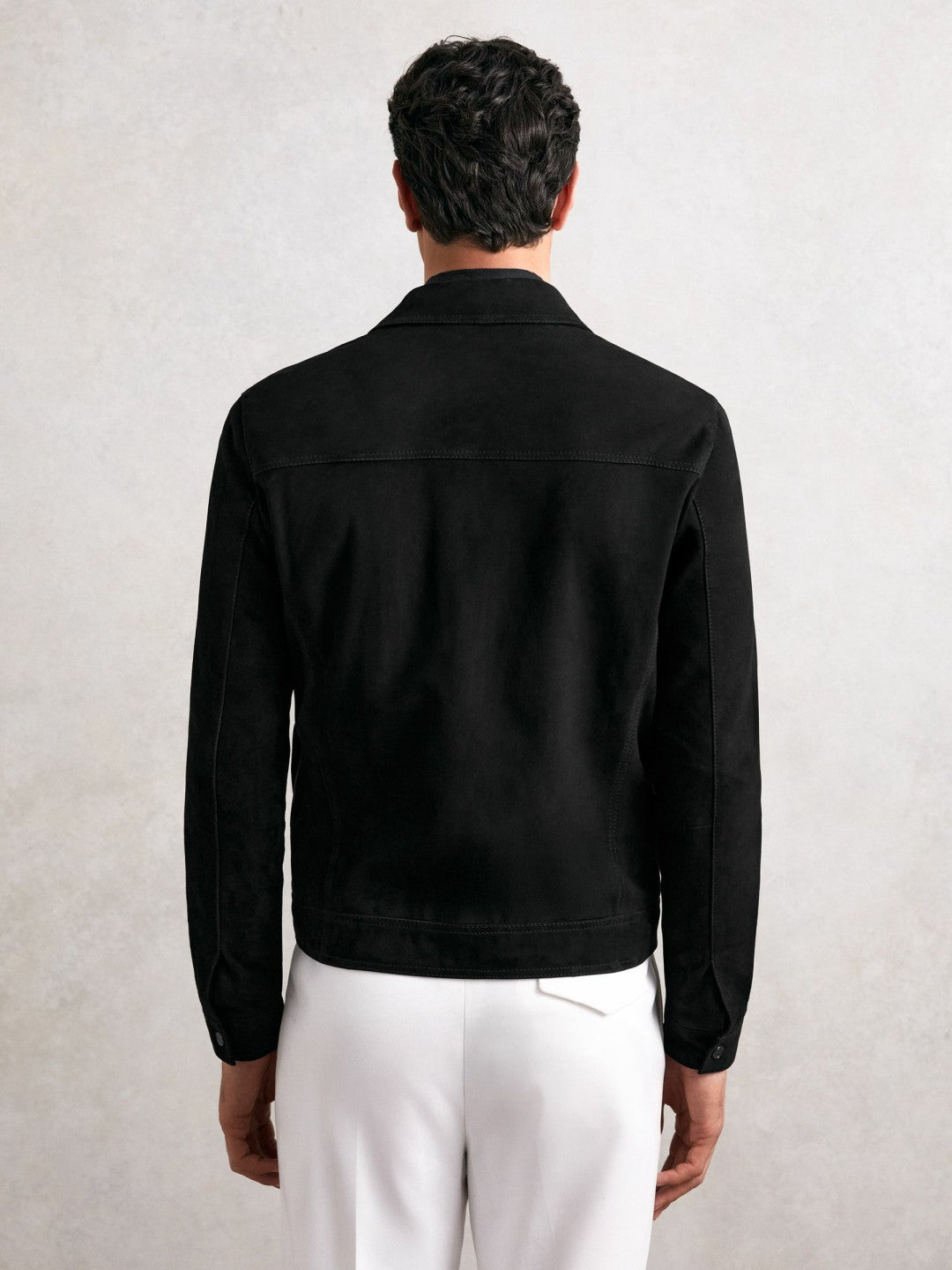 Reiss | Suede Zip Through Jacket in Black