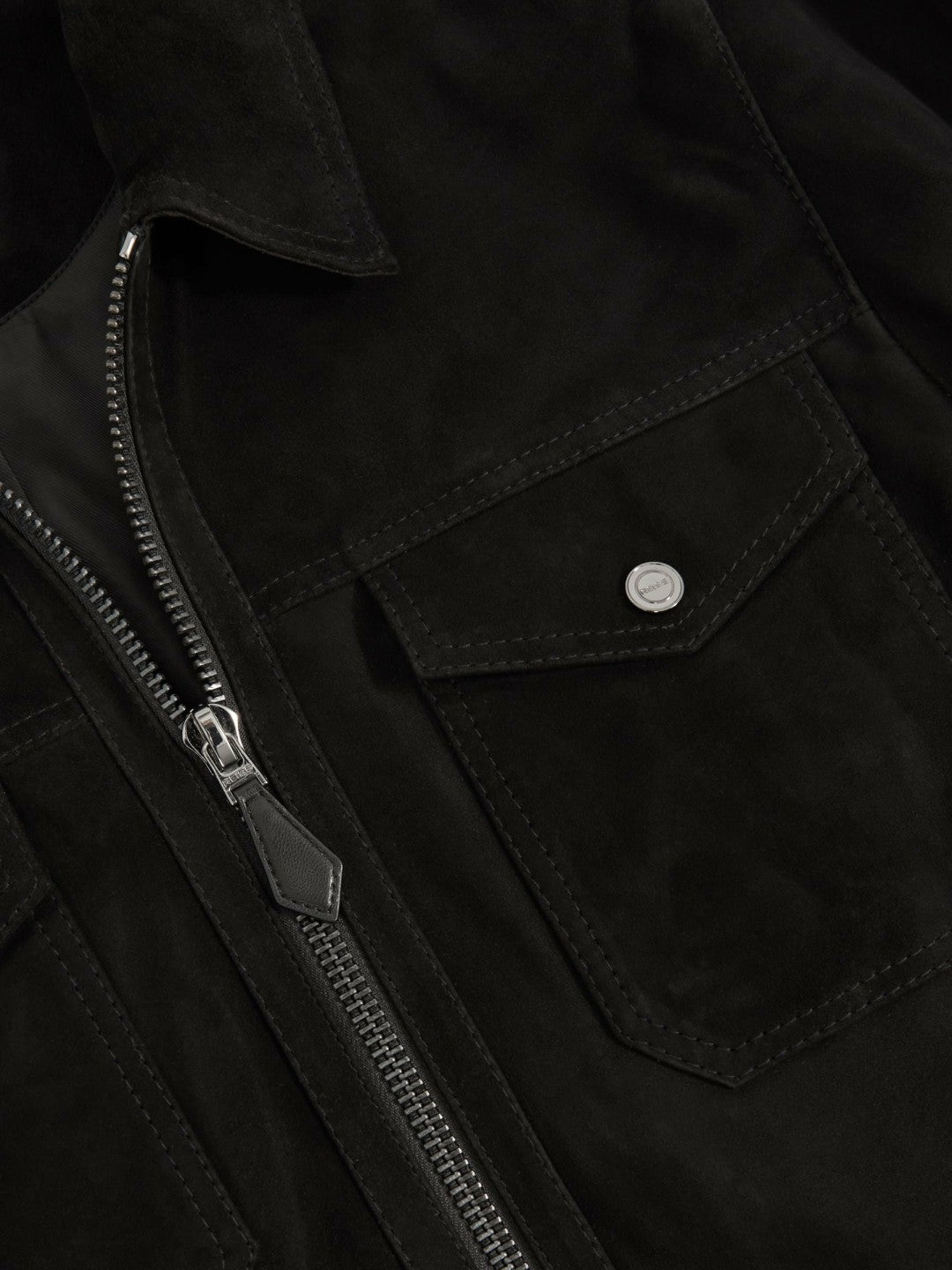 Reiss | Suede Zip Through Jacket in Black