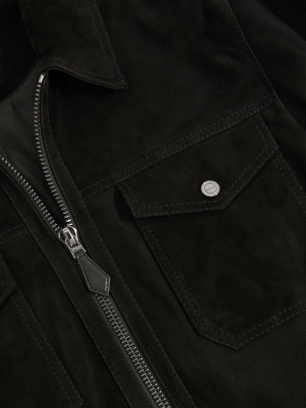 Reiss | Suede Zip Through Jacket in Black