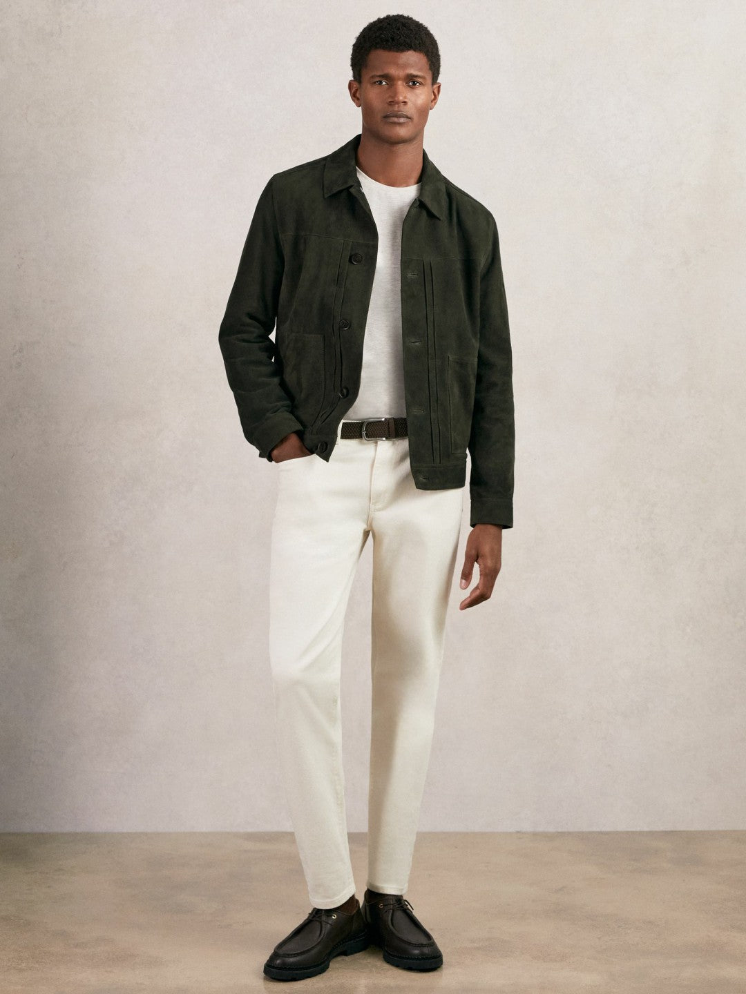 Reiss | Suede Worker Jacket in Dark Green
