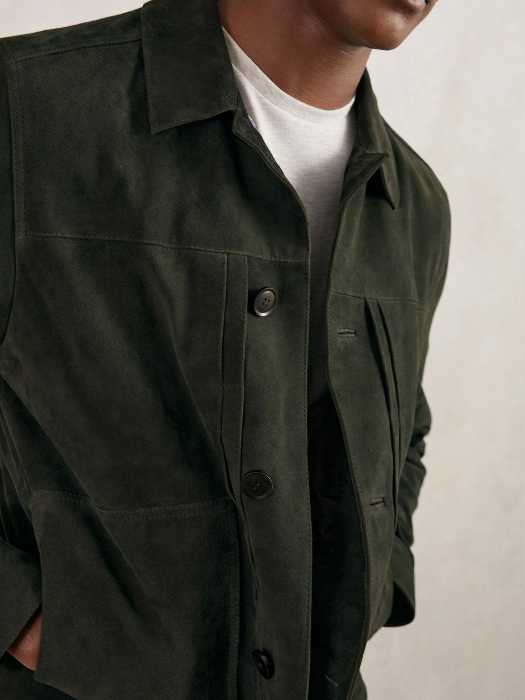 Reiss | Suede Worker Jacket in Dark Green