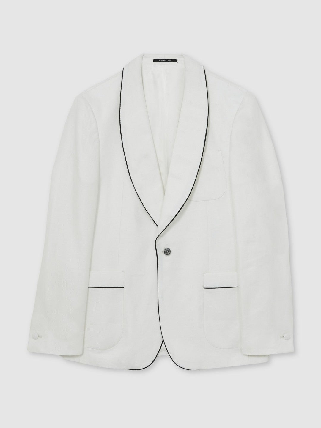 Reiss | Single-Breasted Blazer with Linen in Ivory White