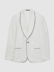 Reiss | Single-Breasted Blazer with Linen in Ivory White