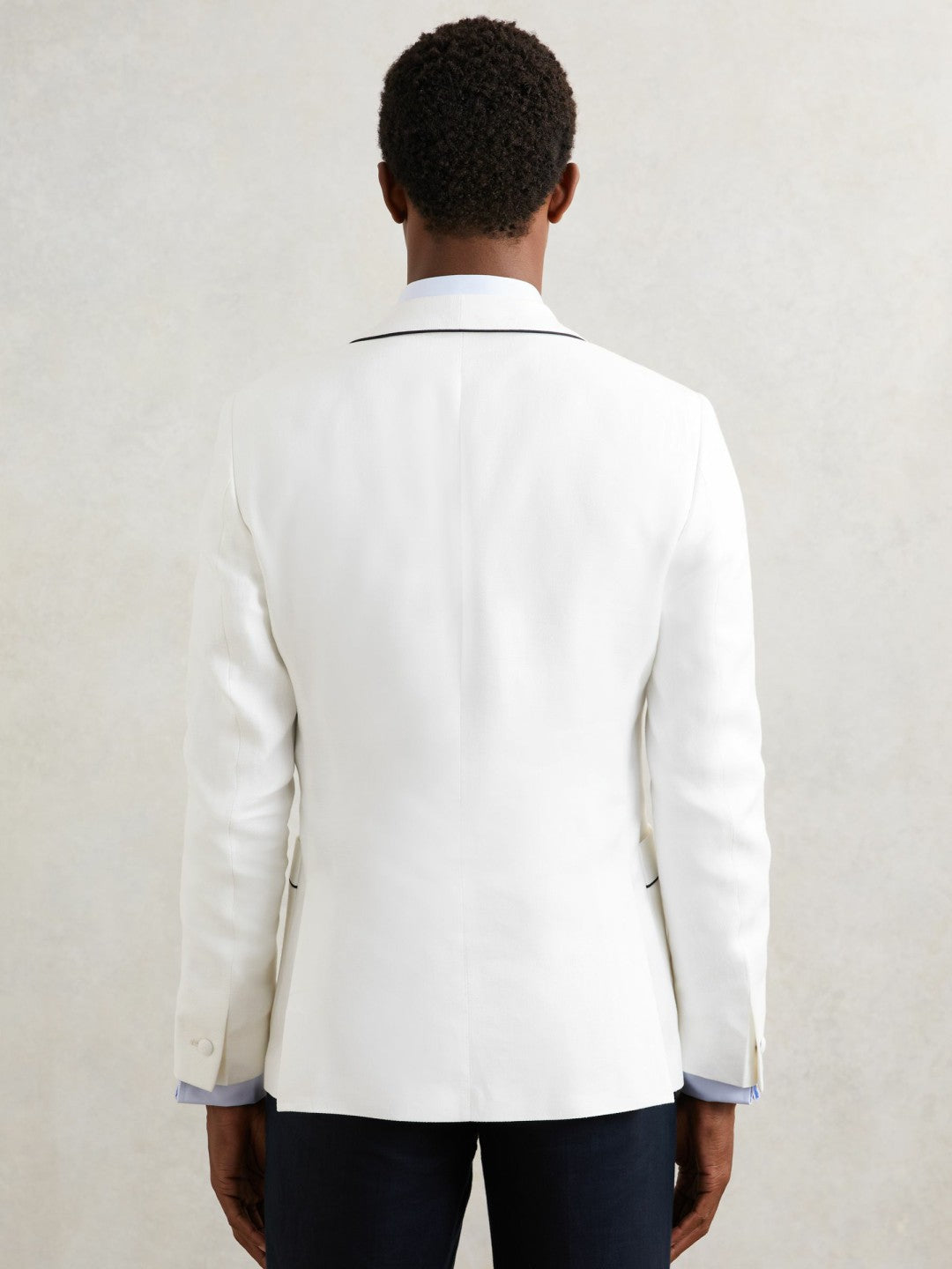 Reiss | Single-Breasted Blazer with Linen in Ivory White