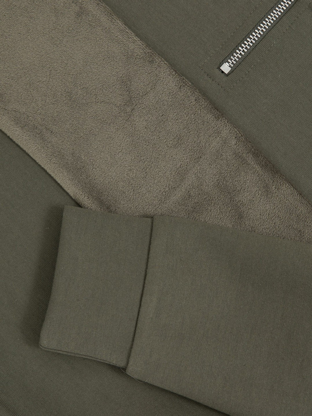 Reiss | 9-13 yrs Slim Fit Half-Zip Funnel Neck Velour Sweatshirt in Dark Sage Green
