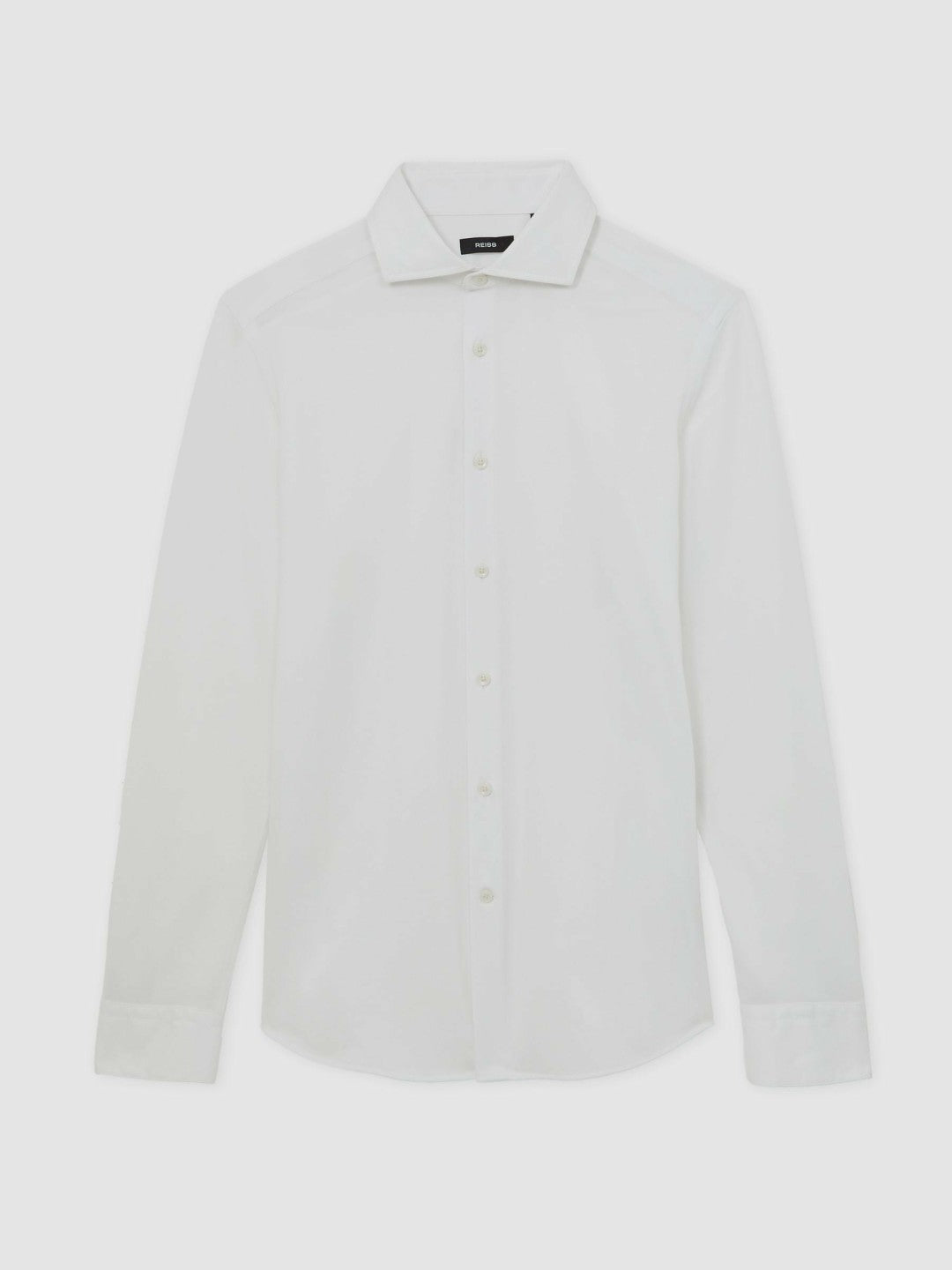 Reiss | Cotton-Blend Jersey Cutaway-Collar Shirt in White