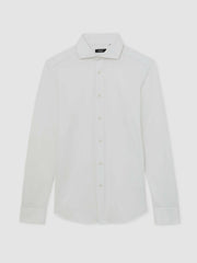 Reiss | Cotton-Blend Jersey Cutaway-Collar Shirt in White