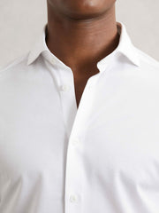 Reiss | Cotton-Blend Jersey Cutaway-Collar Shirt in White