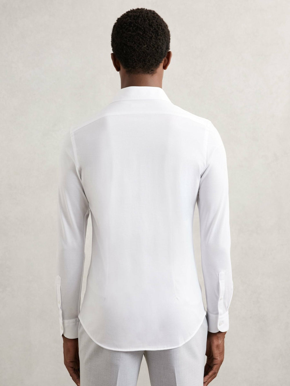 Reiss | Cotton-Blend Jersey Cutaway-Collar Shirt in White