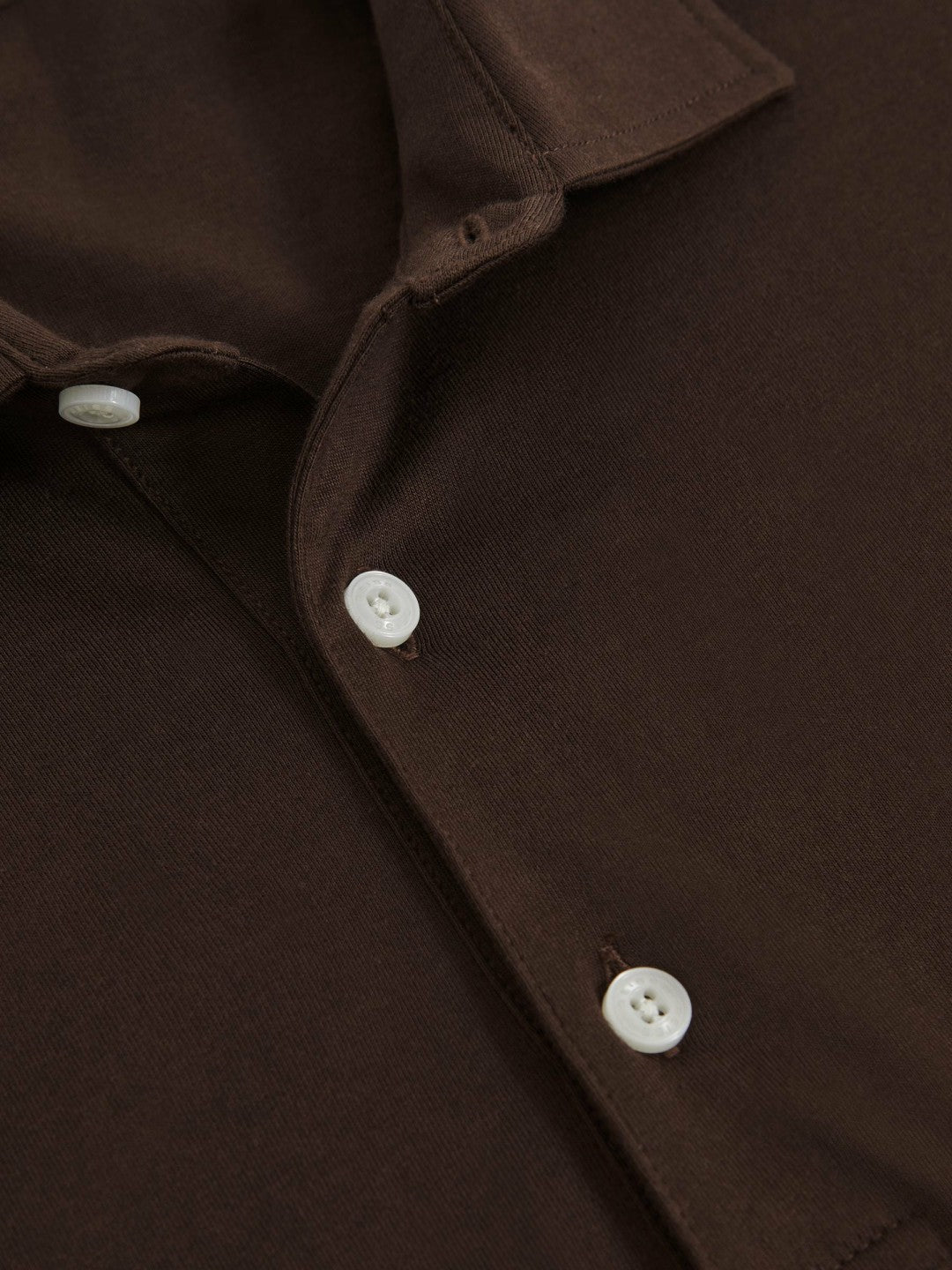 Reiss | Cotton-Jersey Long Sleeve Polo Shirt in Brown
