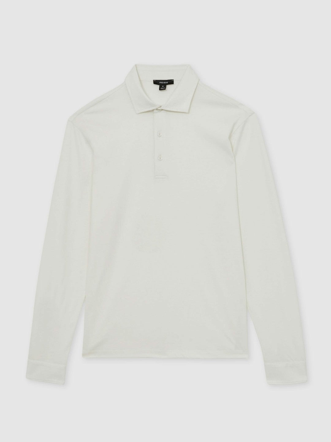 Reiss | Cotton-Jersey Long Sleeve Polo Shirt in White