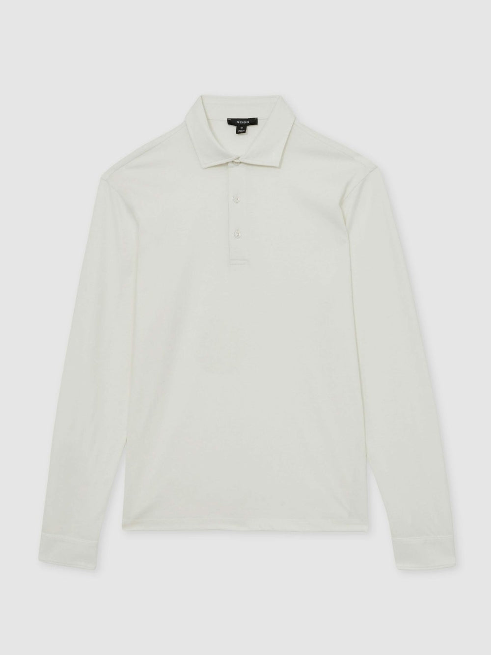Reiss | Cotton-Jersey Long Sleeve Polo Shirt in White