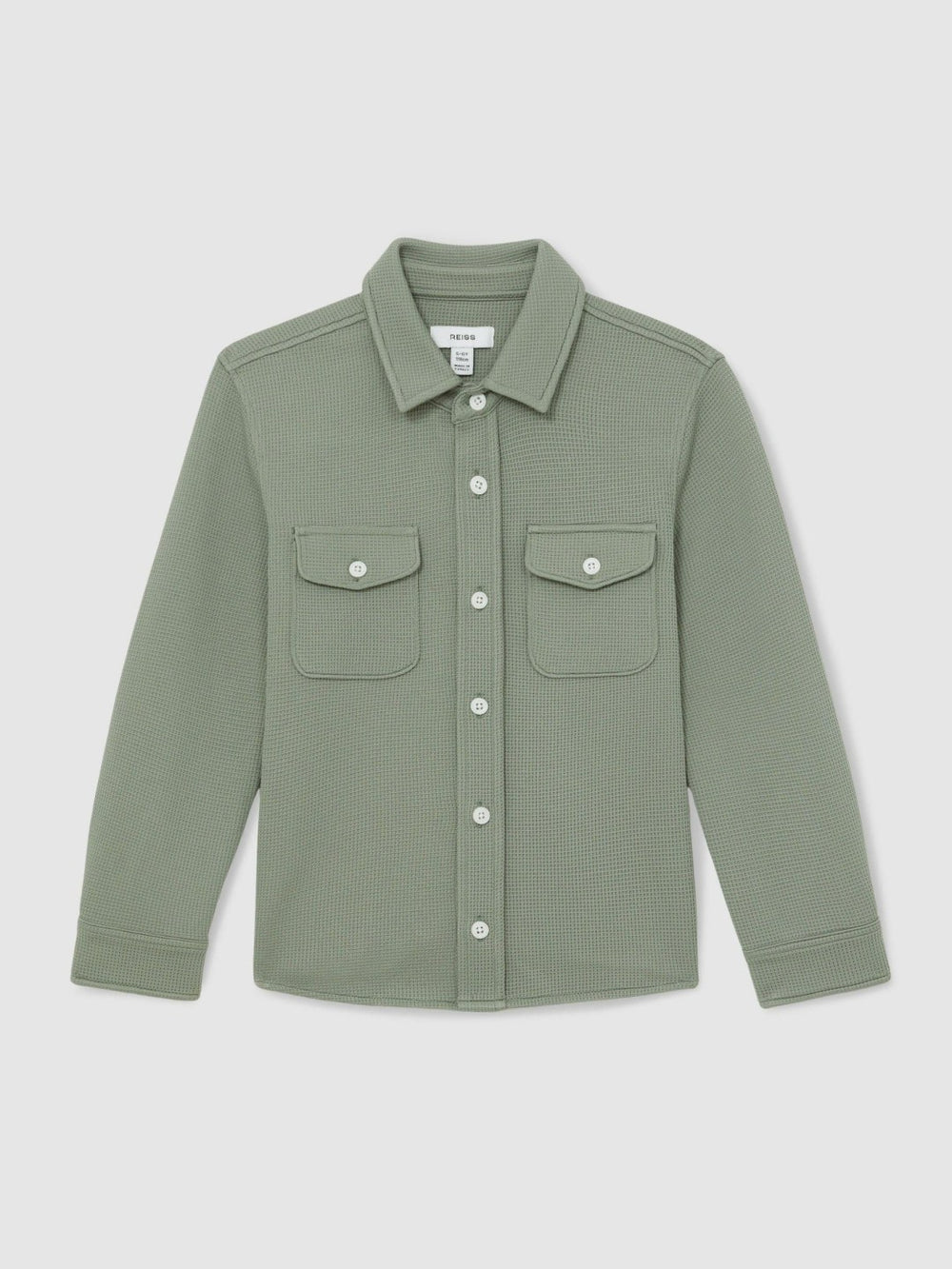 Reiss | 3-9 yrs Waffle-Textured Twin-Pocket Overshirt in Sage