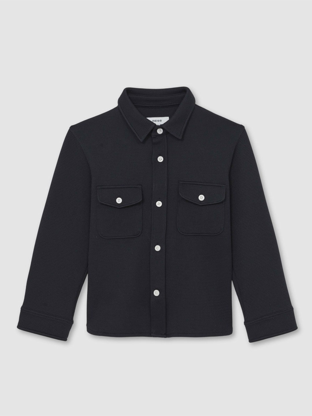 Reiss | 13-14 yrs Waffle-Textured Twin-Pocket Overshirt in Navy
