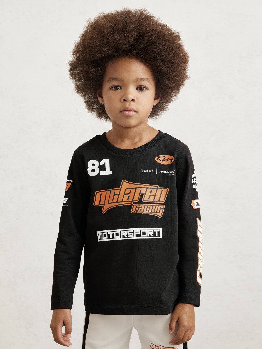 Reiss | 3-9 yrs McLaren F1 Team Cotton Logo T-Shirt Unisex Fit in Black