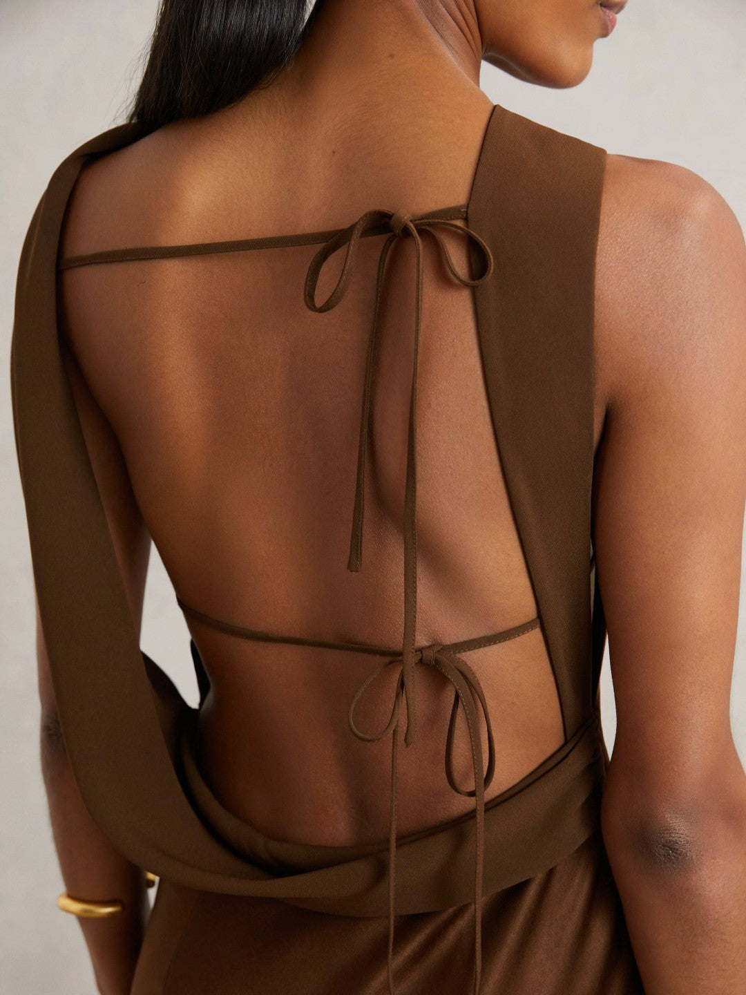 Reiss | Back Detail Midi Dress in Bronze