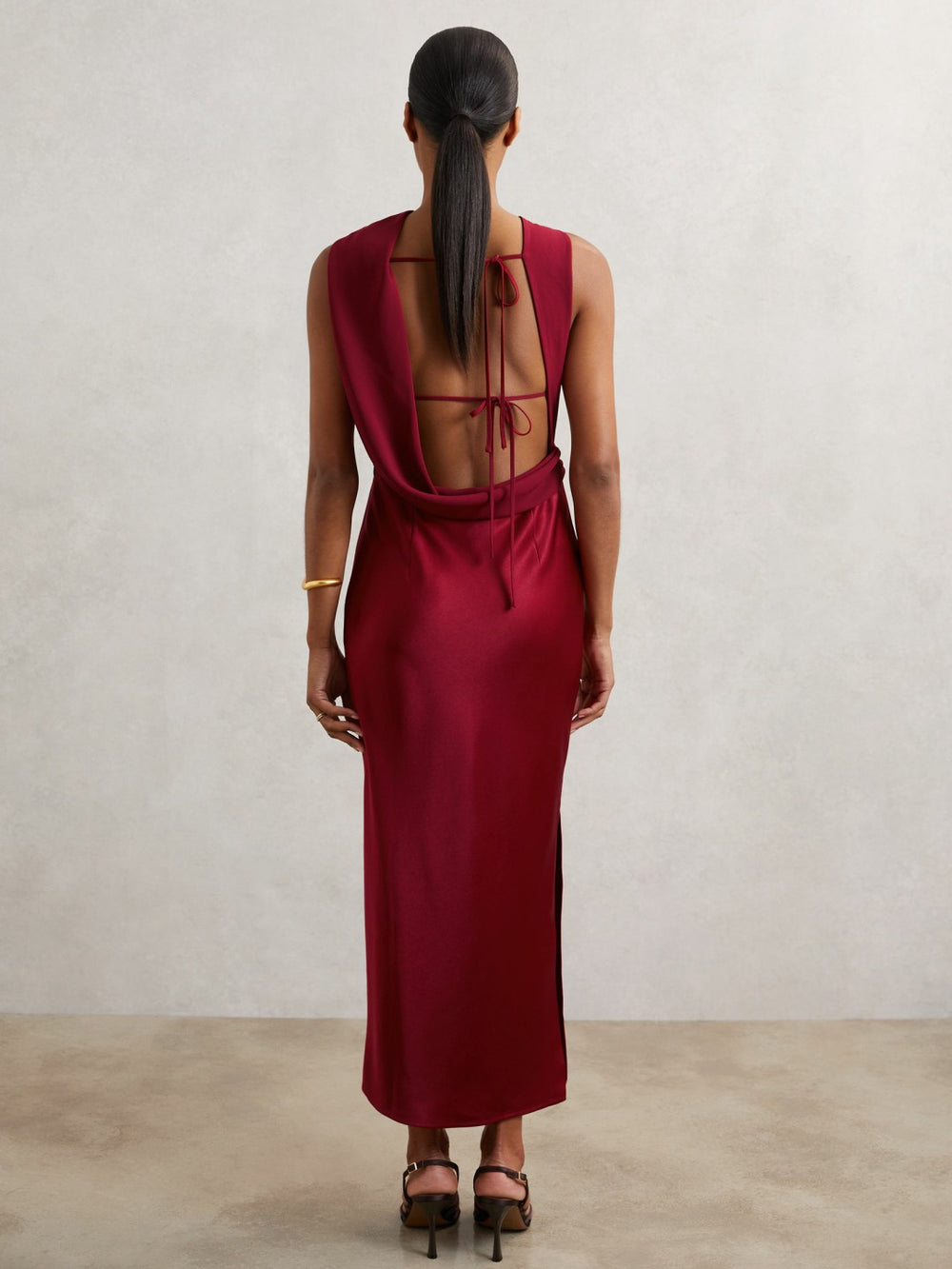 Reiss | Back Detail Midi Dress in Red
