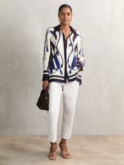 Reiss | Scarf Print Colourblock Shirt in Navy