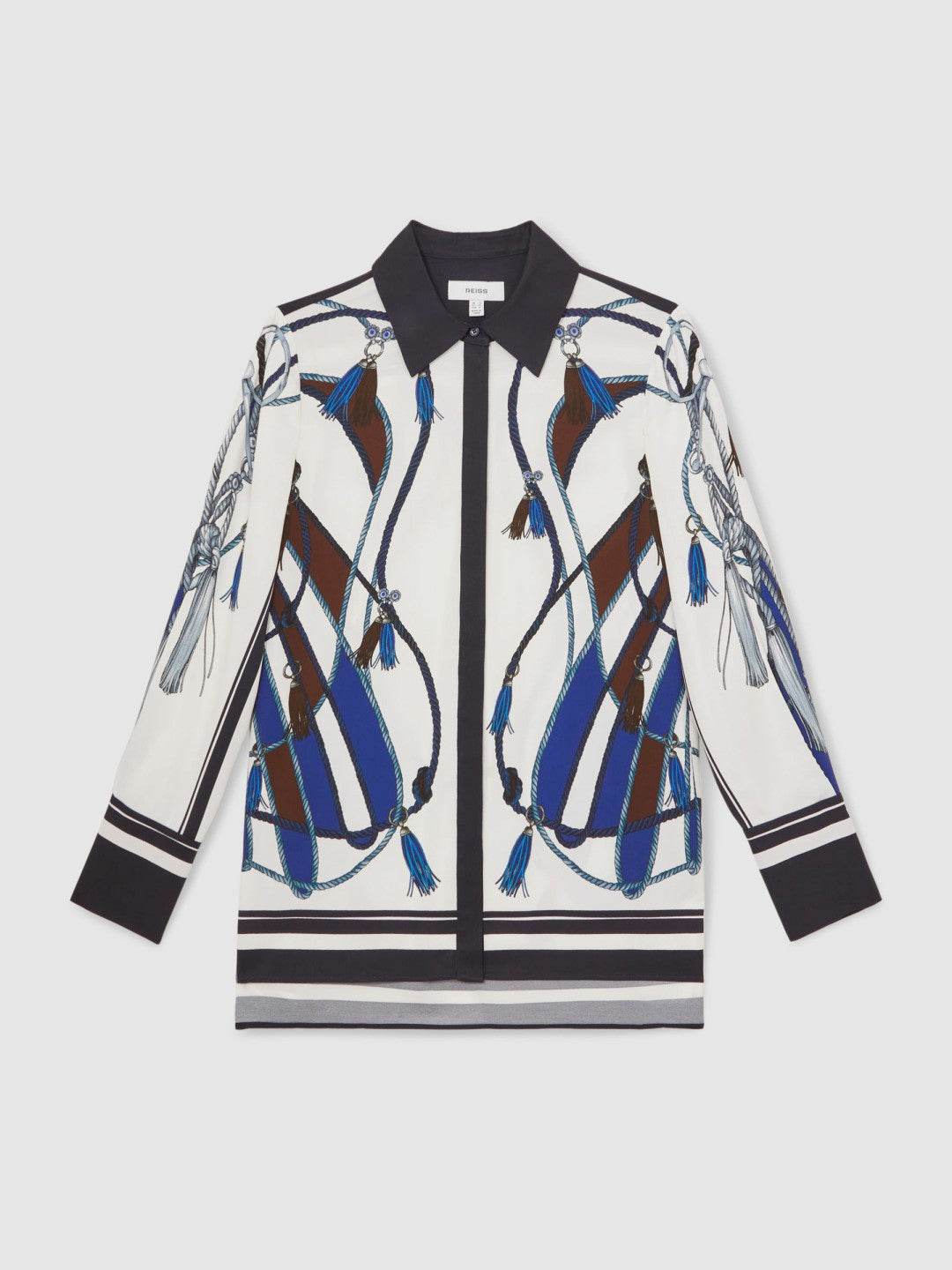 Reiss | Scarf Print Colourblock Shirt in Navy