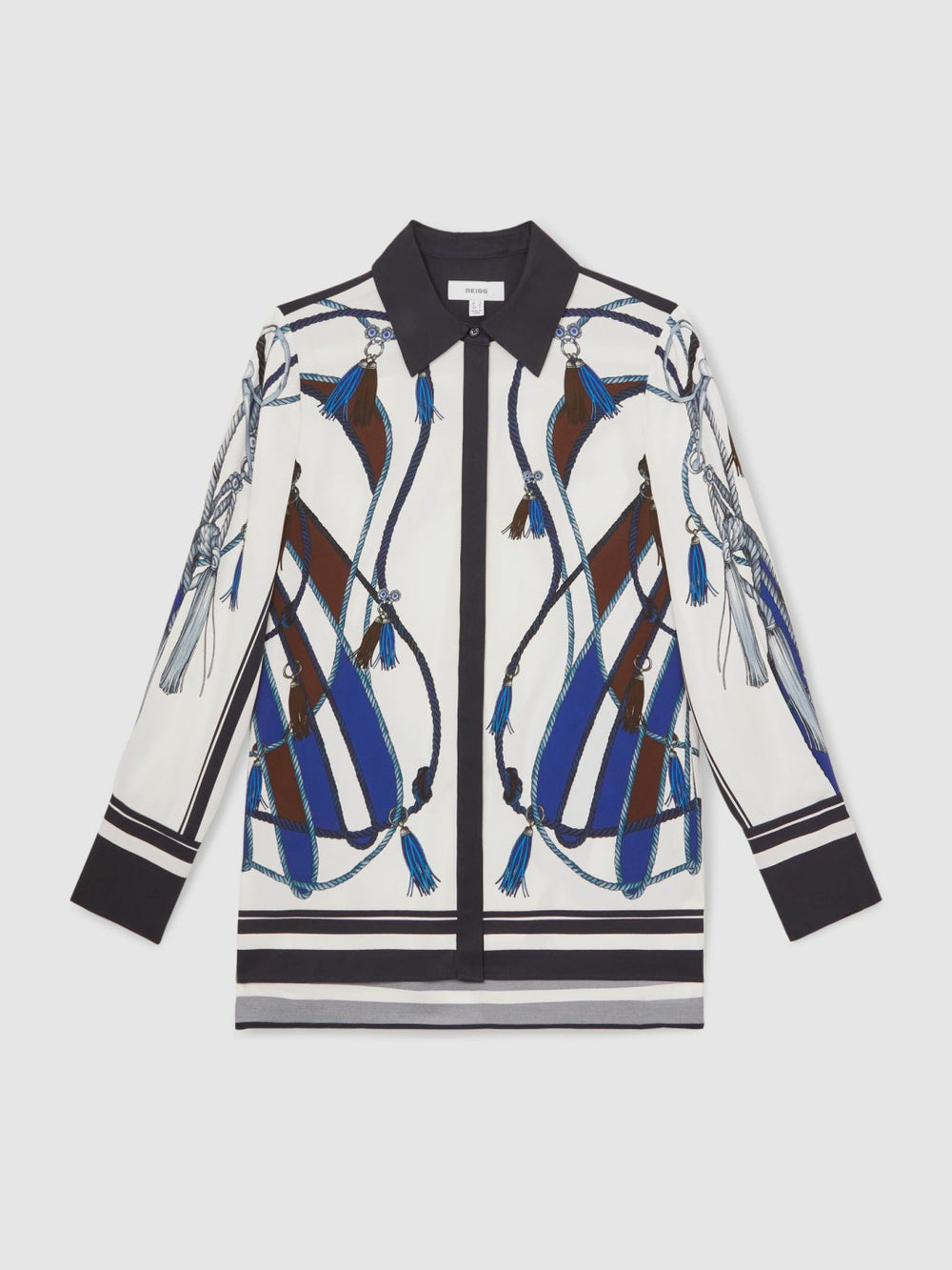Reiss | Scarf Print Colourblock Shirt in Navy