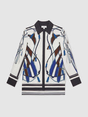 Reiss | Scarf Print Colourblock Shirt in Navy