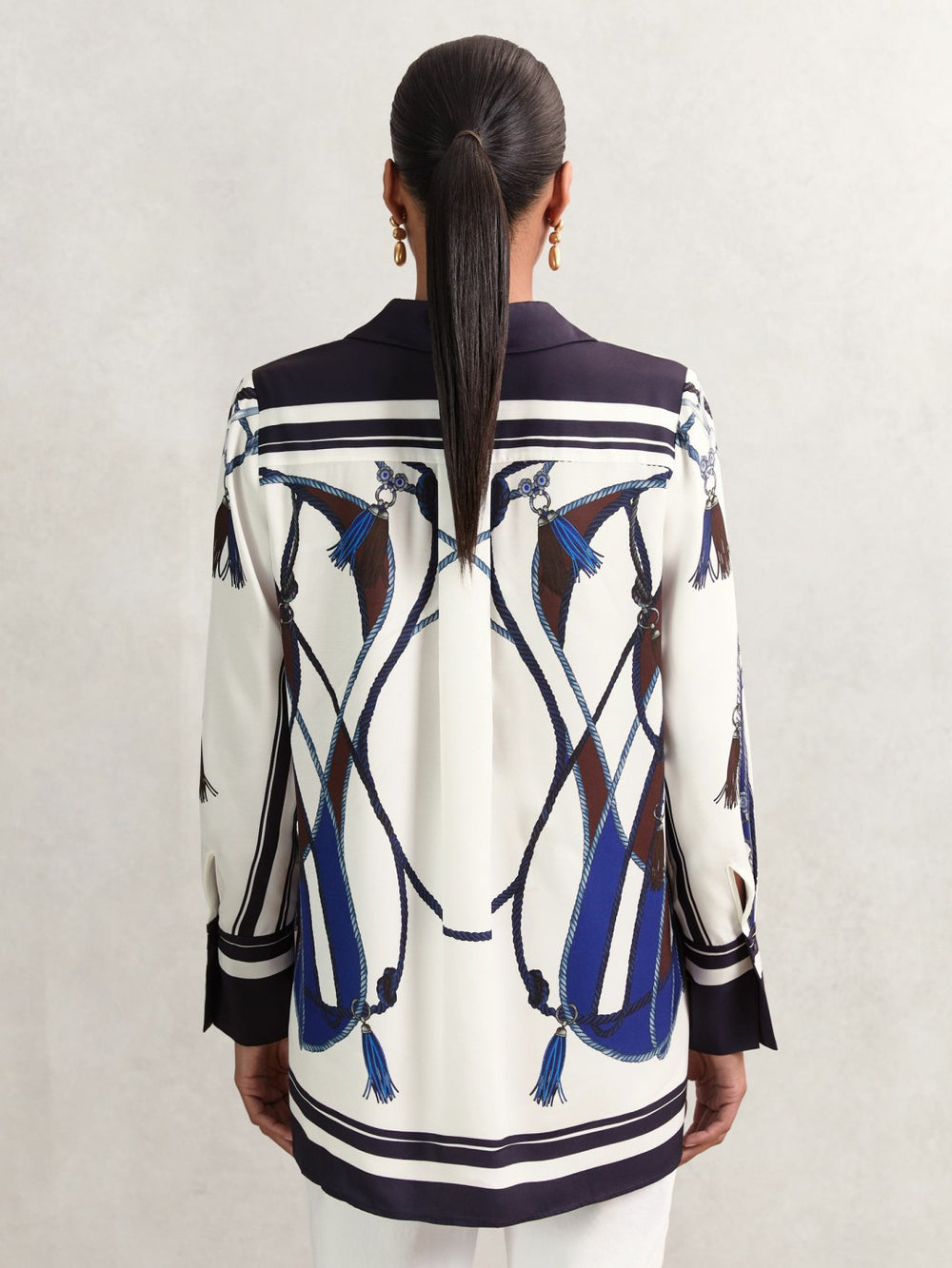 Reiss | Scarf Print Colourblock Shirt in Navy