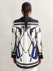 Reiss | Scarf Print Colourblock Shirt in Navy