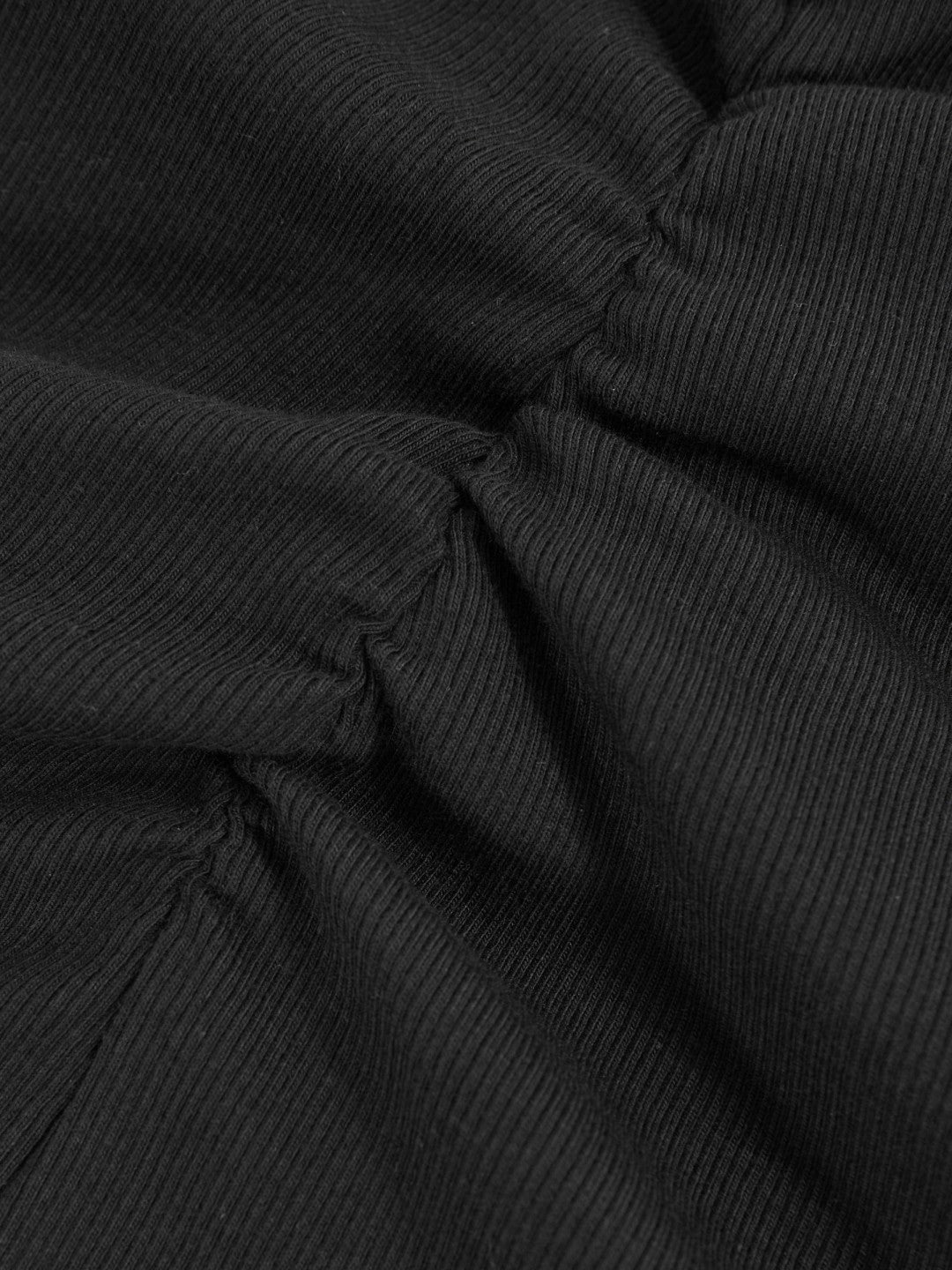 Reiss | Cotton Long-Sleeve Ruched T-Shirt with Stretch in Black