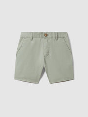 Reiss | 3-9 yrs Cotton Chino Shorts with Stretch in Pistachio
