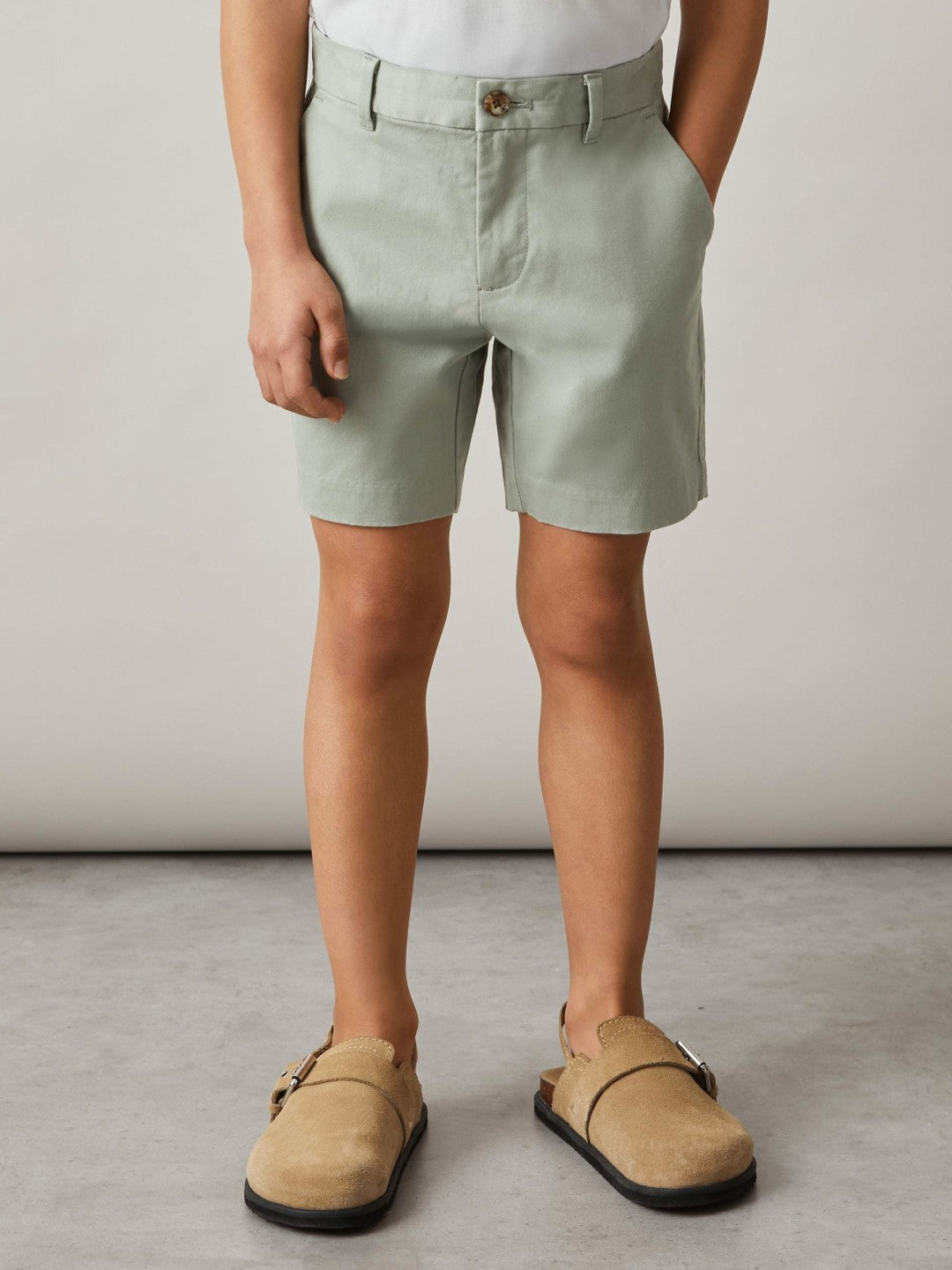 Reiss | 3-9 yrs Cotton Chino Shorts with Stretch in Pistachio