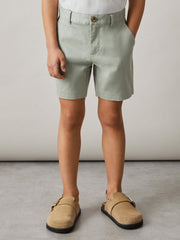 Reiss | 3-9 yrs Cotton Chino Shorts with Stretch in Pistachio