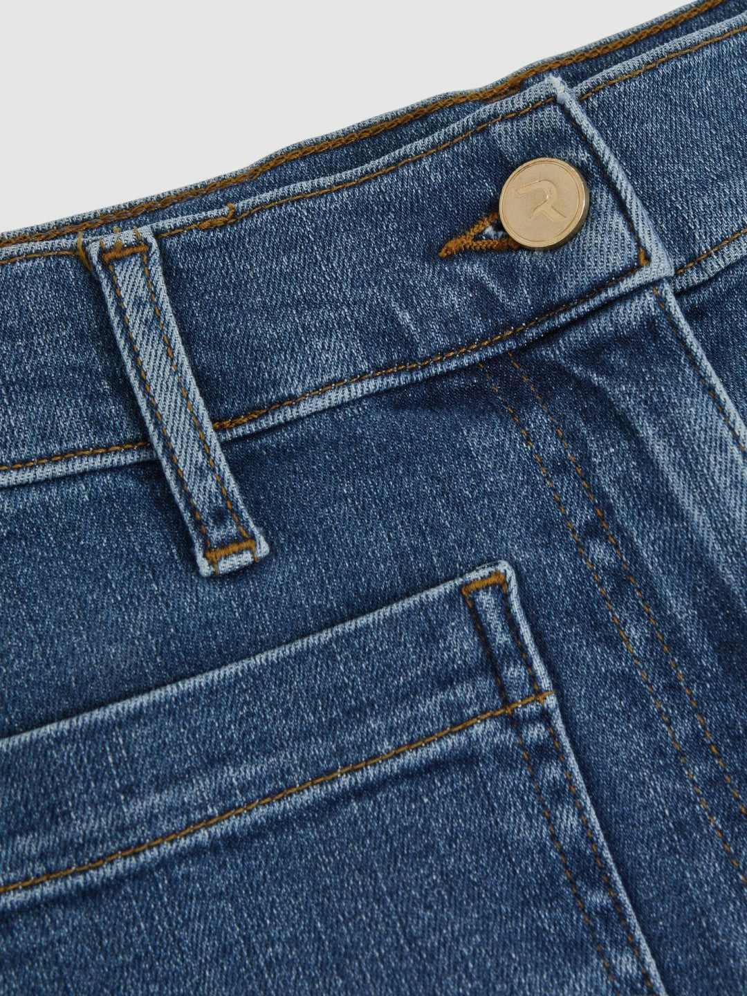 Reiss | Petite Patch Pocket Wide Leg Jeans in Mid Blue