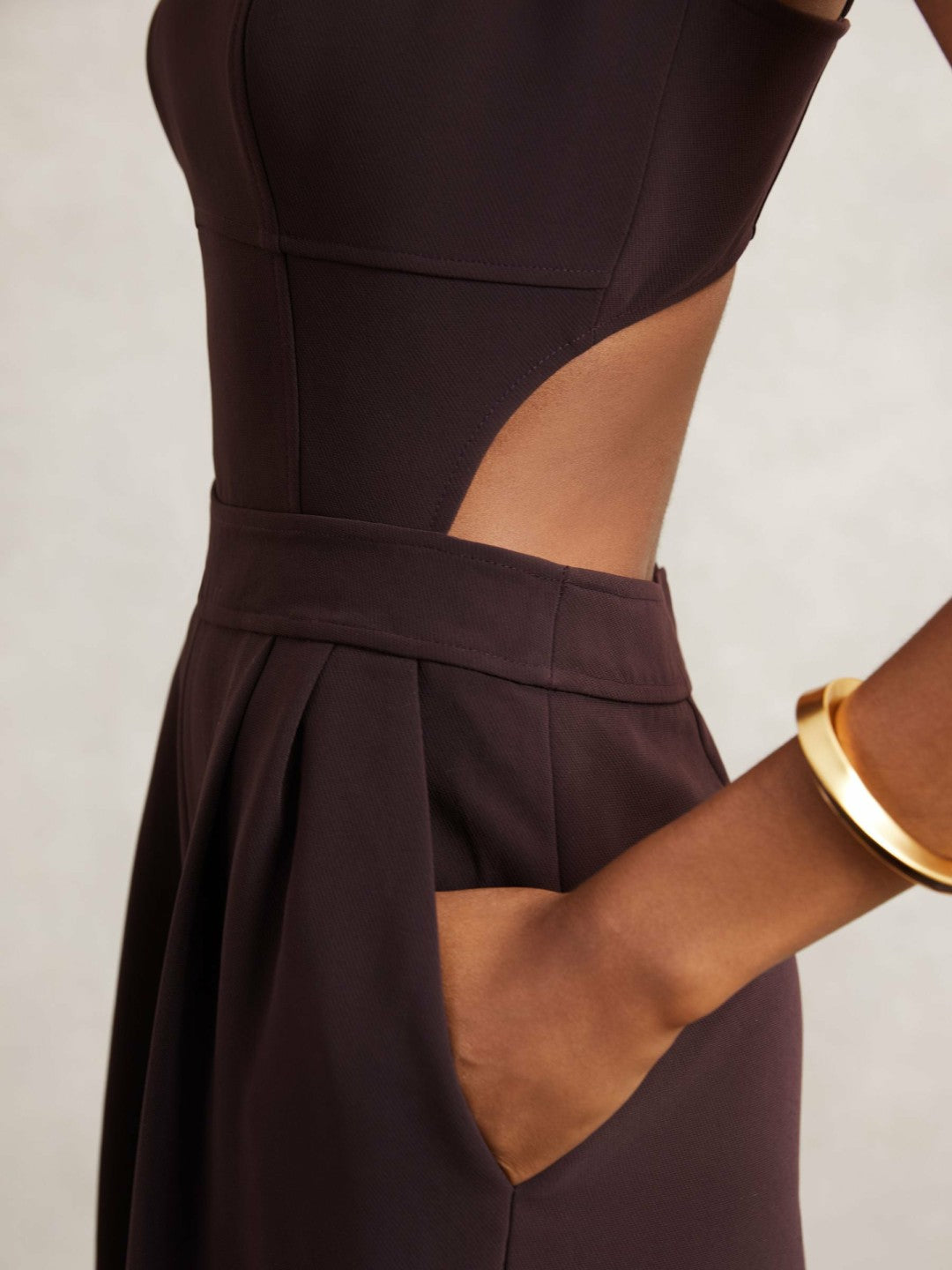 Reiss | Wide-Leg Cut-Out Jumpsuit in Burgundy